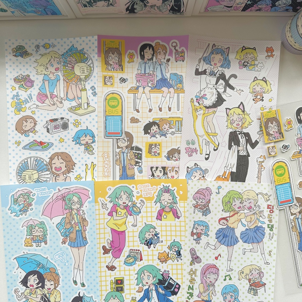 เกาหลีน่ารักกราฟฟิตีการ์ตูนอะนิเมะตัวละครสาวหวานสติกเกอร์บัญชีมือเคสโทรศัพท์ไดอารี่สมุดภาพ ทําเอง สติกเกอร์ตกแต่ง