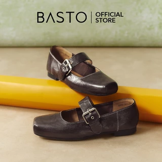 BASTO Women's Mary Jane Flat Shoes รองเท้าแมรี่เจน รองเท้าส้นแบน รองเท้าบัลเล่ต์ UZT01