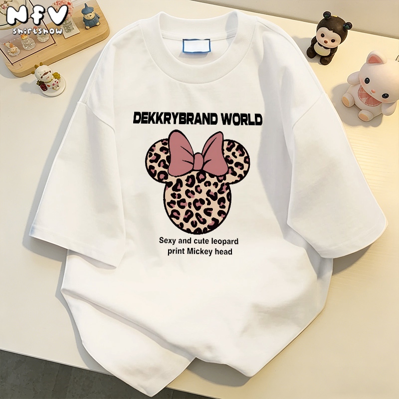 NFV สไตล์เกาหลี✨เสื้อยืด oversize ใส่สบาย ลายพิมพ์มิกกี้เม้าส์ ระบายอากาศ ผ้าฝ้ายแท้ YG1450