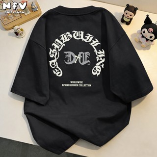 NFV เสื้อยืดแขนสั้นคอกลม💕โอเวอร์ไซซ์ ใส่สบาย ลวดลายแฟชั่น ผ้…