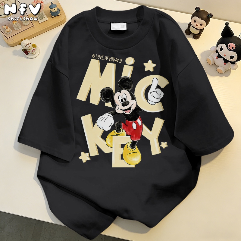 【จัดส่งตลอด 24 ชั่วโมง】NFV สไตล์เกาหลี🎀เสื้อยืด Oversized สะดวกสบาย Mickey Mouse ผ้าฝ้าย YG4517