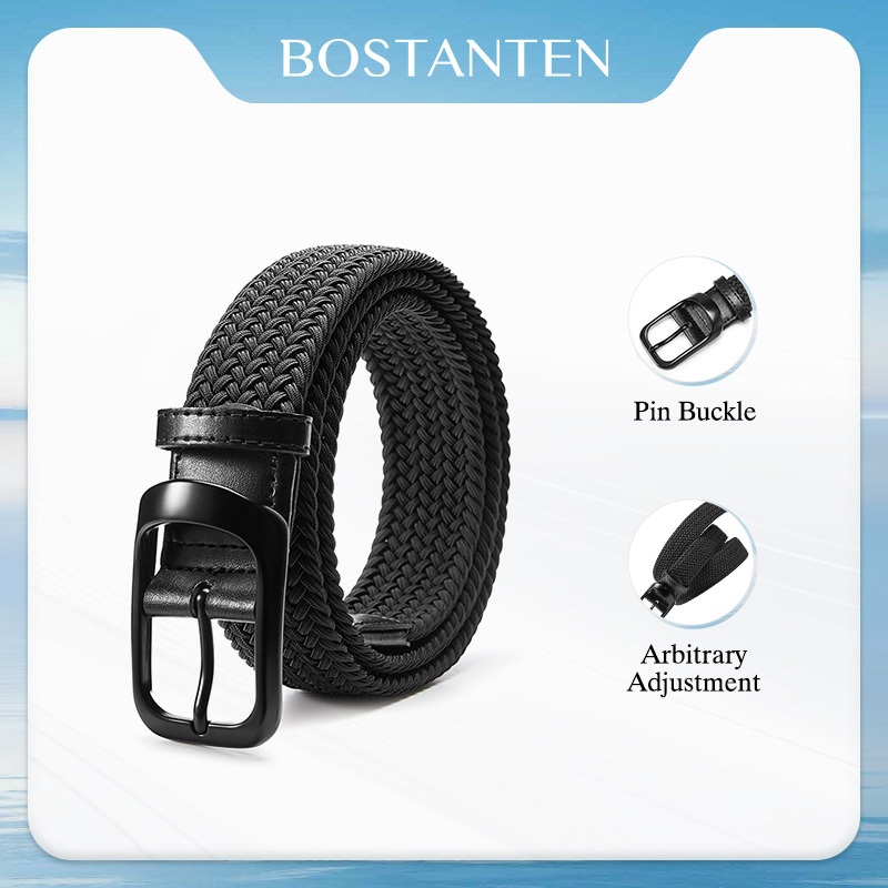 BOSTANTEN Weave เข็มขัดผู้ชาย-ผู้หญิง ลายถัก ยืดหยุ่น ใส่สบาย เรียบหรู ใช้ได้ทุกวัน พร้อมกล่อง