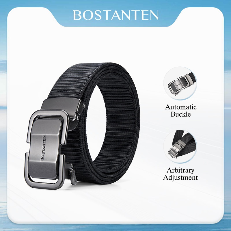 BOSTANTEN IronLock เข็มขัดผู้ชาย หัวล็อกโลหะ Quick-Release ใช้งานง่าย เท่ พรีเมียม พร้อมกล่อง