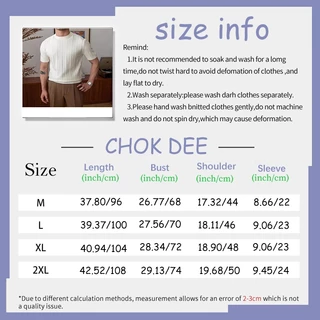 เสื้อถักแขนสั้นผู้ชาย คอลำลองสีทึบ คอกลม แบบหรูกาย