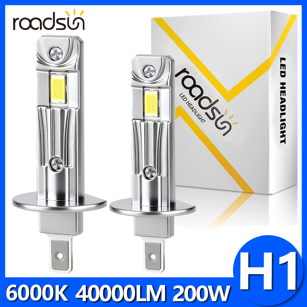 Roadsun 2pcs H1 Led ไฟหน้ารถหลอดไฟ 200W 40000LM All In One Designed พร้อมพัดลม Plug And Play 800% Super Bright CSP ชิป Canbus กันน้ําไม่มีข้อผิดพลาด