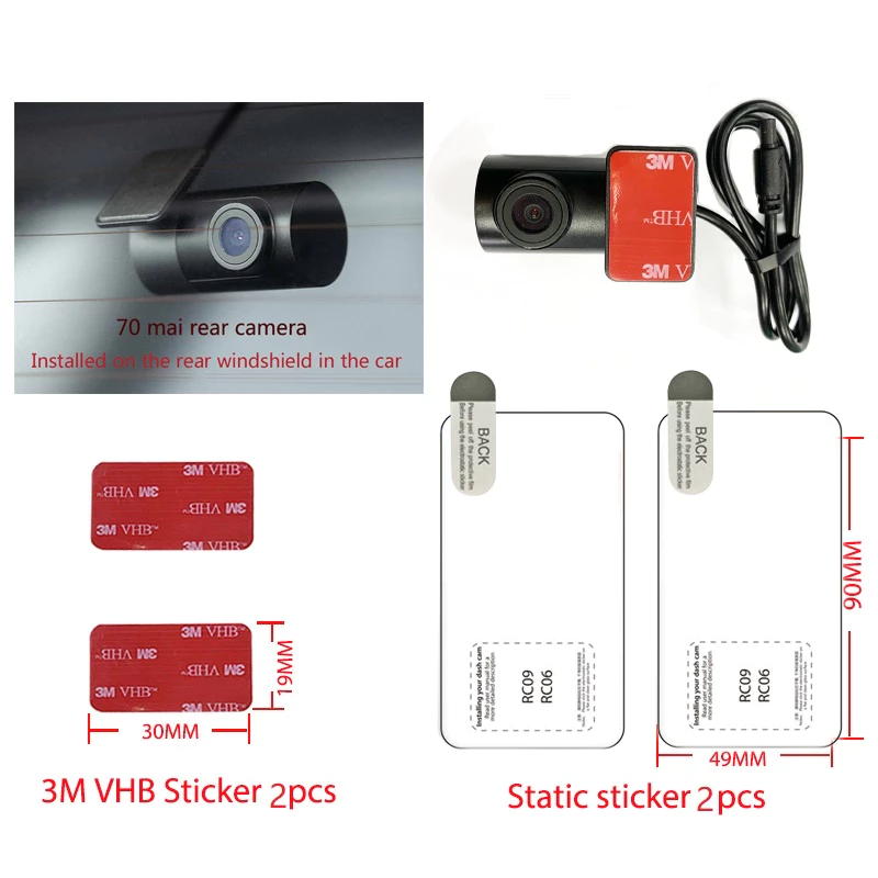 (24hr เรือ) 2 PCS สําหรับ 70Mai Dash Cam Pro Plus + A500S A510 A200 A410 Dash Cam สมาร์ท 3M ฟิล์มและสติกเกอร์แบบคงที่สําหรับ A500 รถ DVR 3M ฟิล์ม 2 ชิ้น 3 เมตร + Static thumbnail 5