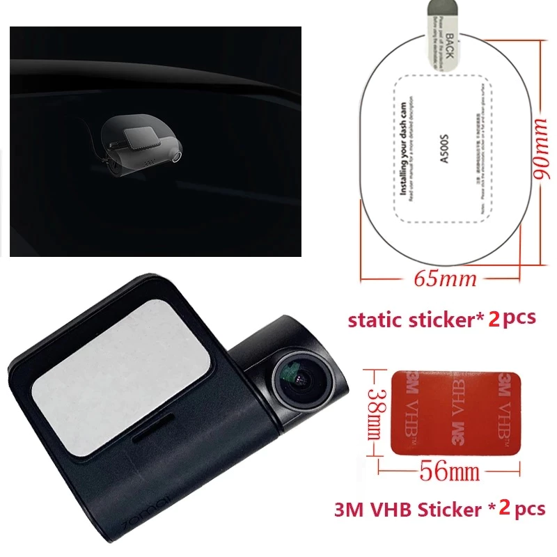 (24hr เรือ) 2 PCS สําหรับ 70Mai Dash Cam Pro Plus + A500S A510 A200 A410 Dash Cam สมาร์ท 3M ฟิล์มและสติกเกอร์แบบคงที่สําหรับ A500 รถ DVR 3M ฟิล์ม 2 ชิ้น 3 เมตร + Static thumbnail 4