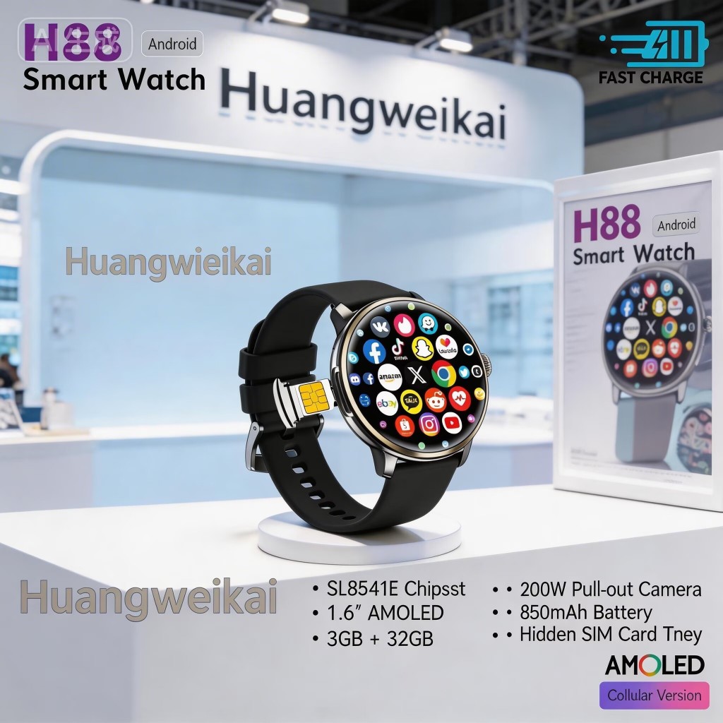 2026 ล่าสุด 4G/5G H88 Smartwatch ระบบ Android หน้าจอ Amoled กล้อง HD แฟชั่นสมาร์ทวอท์ชสําหรับผู้หญิง