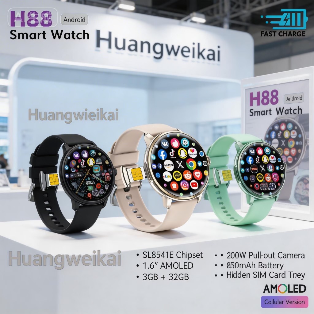 2026 ล่าสุด 4G/5G H88 Smartwatch ระบบ Android หน้าจอ Amoled กล้อง HD แฟชั่นสมาร์ทวอท์ชสําหรับผู้หญิง