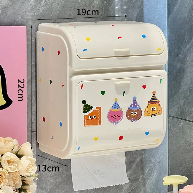 ของแต่งบ้าน กล่องใส่กระดาษทิชชู่ ชั้นวางของใช้ในห้องน้ํา ติดผนัง ชั้นวางของติดผนังไม่ต้องเ thumbnail 6