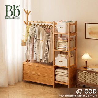 【Ready Stock】Clothes Rack Penyidai Baju 50/70/80/100CM Bamboo Clothes Drying Rack Coat Rack Cabinet