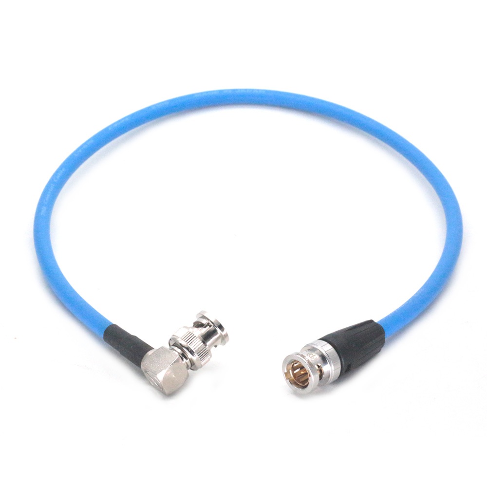 สายเคเบิลวิดีโอ SDI 12G มุมขวาถึงตรง BNC 75 โอห์มโคแอกเซียลโล่สําหรับตัวแปลงกล้องรักษาความปลอดภัยวิดีโอ