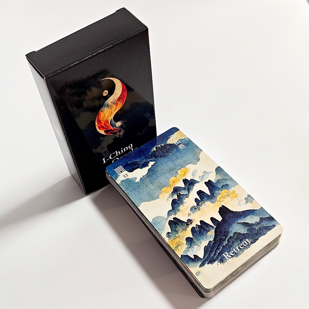 I-Ching Oracle Deck 64 การ์ดหมึกแบบดั้งเดิม Art สไตล์จีนเครื่องมือทํานายสําหรับ Spiritual Gidance แล