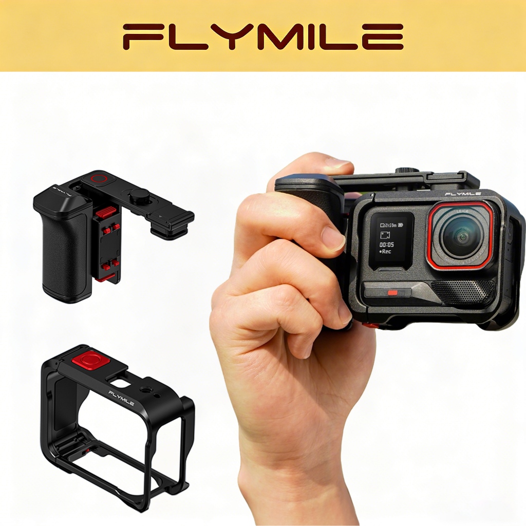 Flymile กล้อง Grip, สําหรับ Insta360 ACE Pro/2, วัสดุ PC, สําหรับการเดินทาง,กีฬาและอุปกรณ์เสริม Vlog ทุกวัน