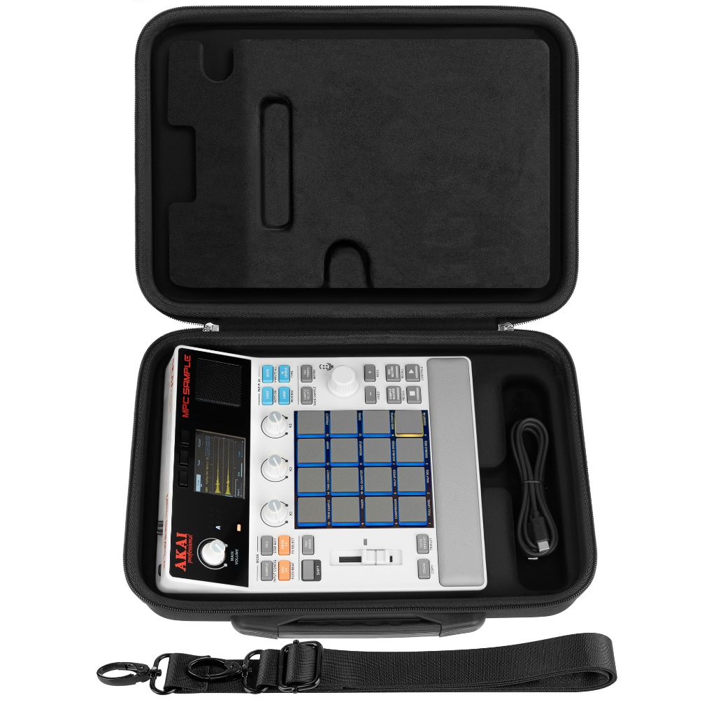 กระเป๋าเดินทาง Geekria Hard Shell เข้ากันได้กับตัวอย่าง Akai Professional MPC แบบสแตนด์อโลนแบบพกพาตัวอย่างกระเป๋าถือตัวอย่าง (สีดํา)