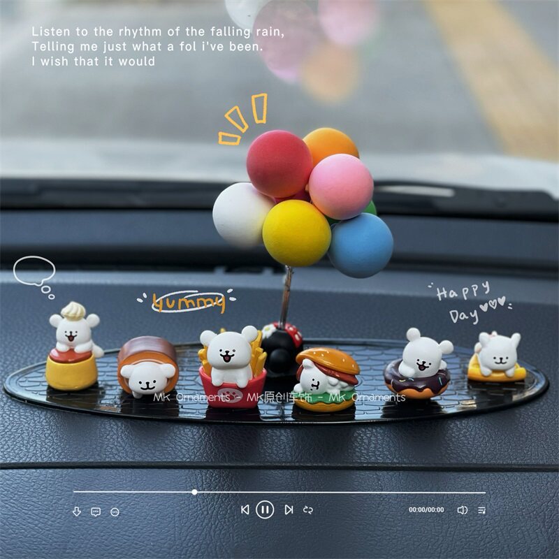 6ชิ้น/1เซ็ตน่ารักสายสุนัขเครื่องประดับรถตกแต่งอุปกรณ์ตกแต่งภายในรักษารถแดชบอร์ดจอแสดงผลตกแต่ง