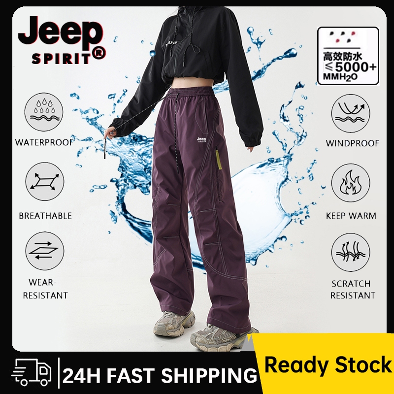 JEEP SPIRIT กางเกงกันน้ําสําหรับผู้หญิงกางเกงเดินป่าระบายอากาศสีเทา