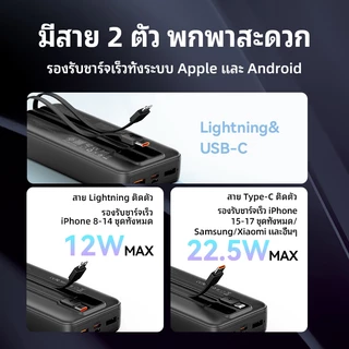 Vention Power Bank พร้อมสาย 20000mAh PD 22.5W ชาร์จเร็วในตัว Dual-Cable สําหรับ iPhone Xiaomi Huawei Samsung 10000mAh