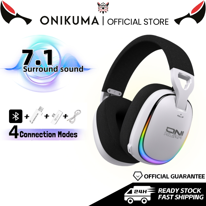 หูฟัง ONIKUMA บลูทูธไร้สาย Latency ต่ําพิเศษ 7.1 ชุดหูฟังสําหรับเล่นเกมเสียงรอบทิศทางพร้อมไมโครโฟนตัดเสียงรบกวน