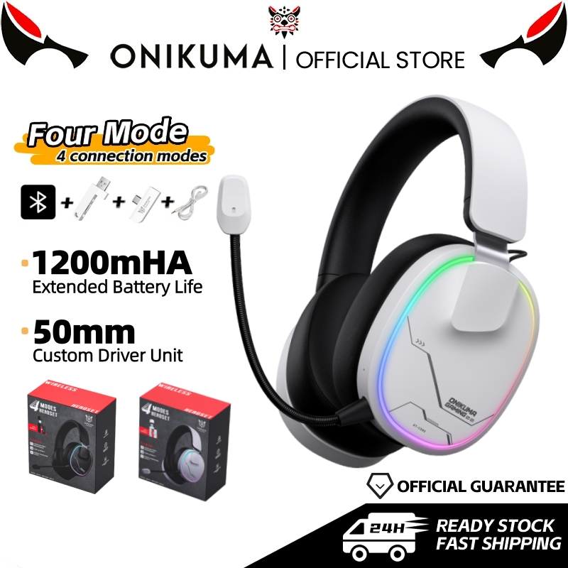 ONIKUMA หูฟังไร้สายพร้อมไมโครโฟน 1200mHA แบตเตอรี่ความจุขยายอายุการใช้งานแบตเตอรี่ชุดหูฟังบลูทูธสําหรับเล่นเกมเดิม