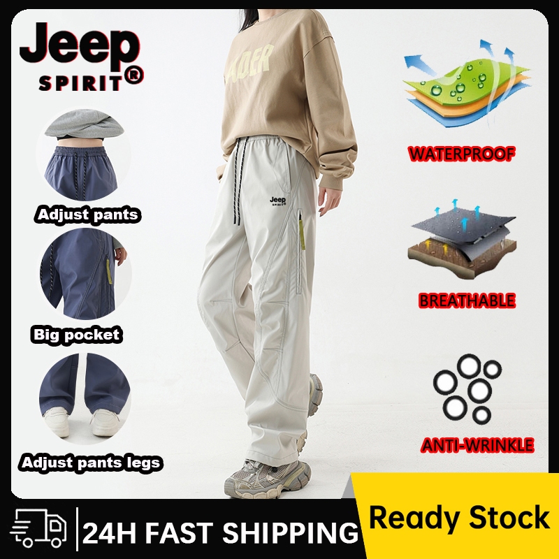 JEEP SPIRIT กางเกงกันน้ําสําหรับผู้หญิงกางเกงเดินป่าระบายอากาศสีเทา