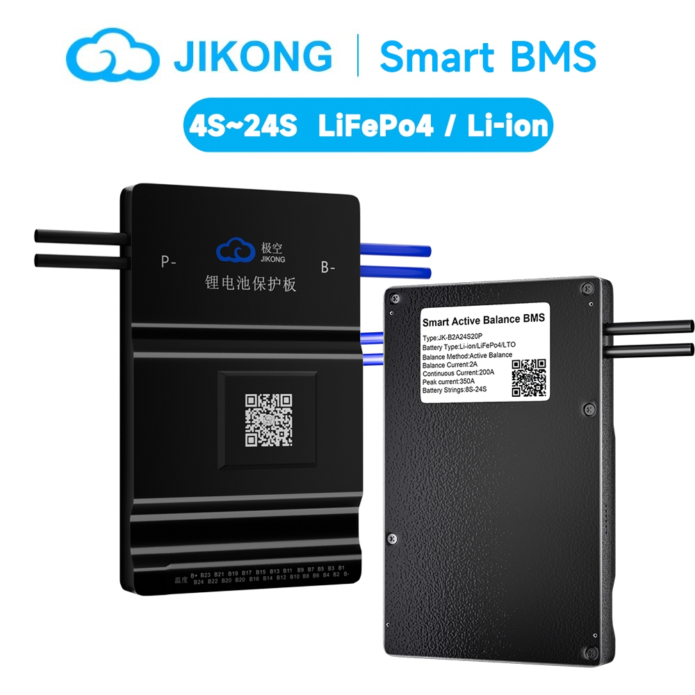 JKBMS สมาร์ท BMS 8S-24S 10S 12S 13S 16S 20S 21S 24V 36V 48V LiFePo4 Li-ion Active Balance BT JIKONG