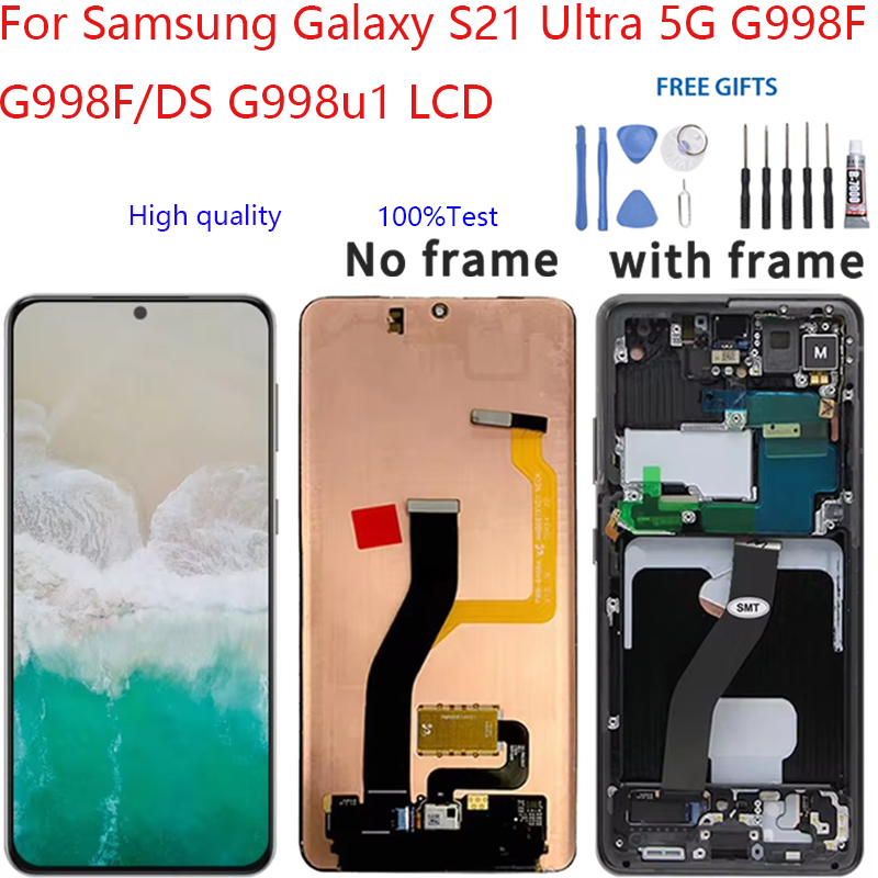 SAMSUNG สําหรับSamsung Galaxy S21 Ultra 5G Lcd G998F G998F/DSกรอบจอแสดงผลTouch Screen Digitizerสําหร