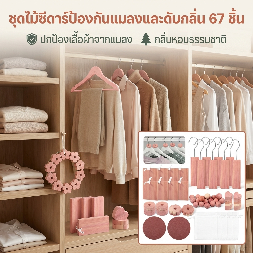 67 ชิ้น Cedar ไม้ Plank Bundle เสื้อผ้า Cedar Block สําหรับตู้ตู้ตู้ชั้นวาง SHOPTKC3122