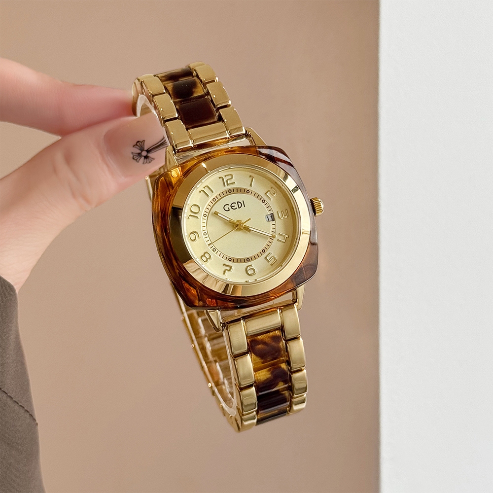 GEDI นาฬิกาสุภาพสตรี 2026 Luxury Vintage Niche Gold นาฬิกาควอทซ์หน้าปัดขนาดใหญ่ผู้หญิงใหม่