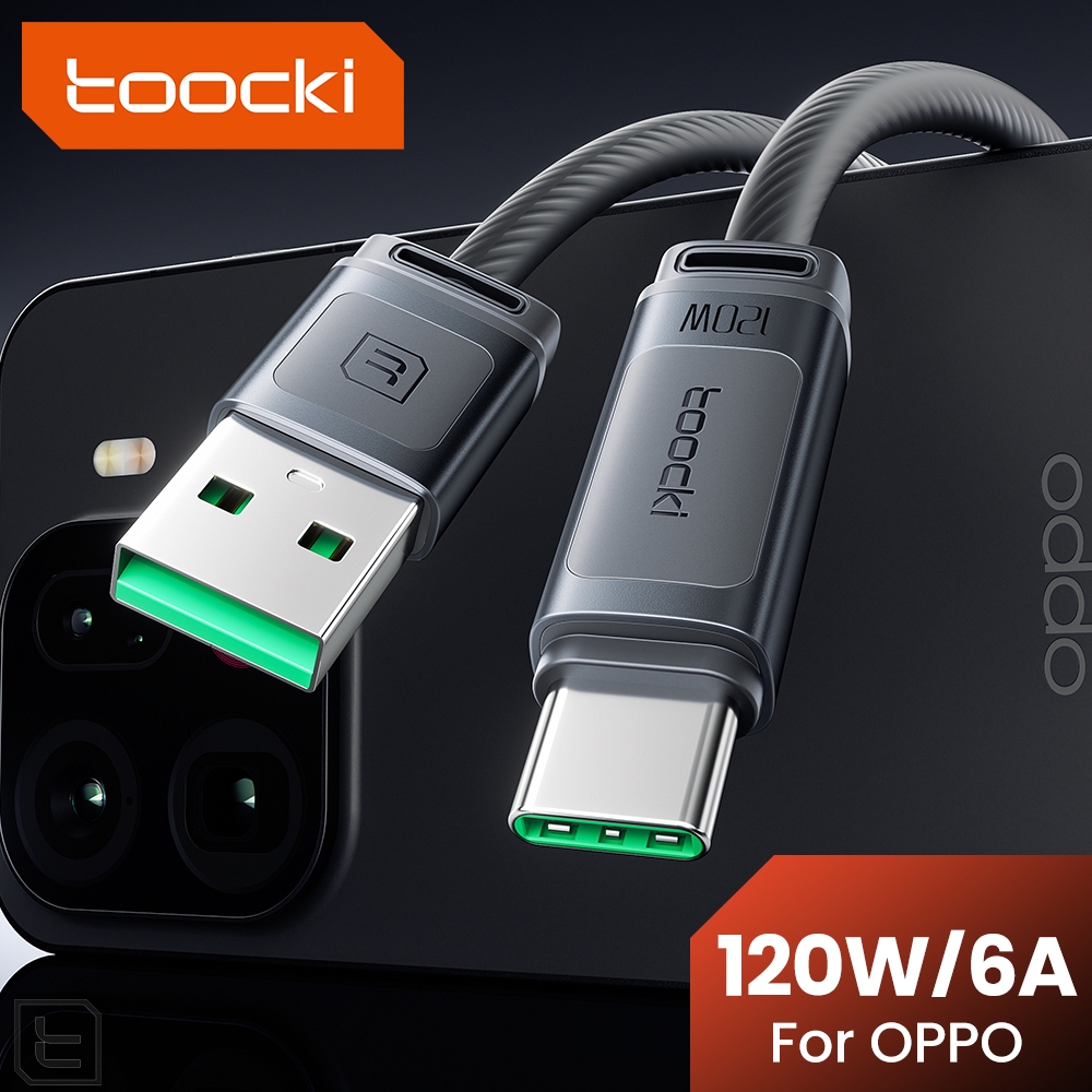 Toocki 120W 6A Type C สายชาร์จเร็วสายเคเบิลข้อมูล USB-C เข้ากันได้กับ OPPO Series