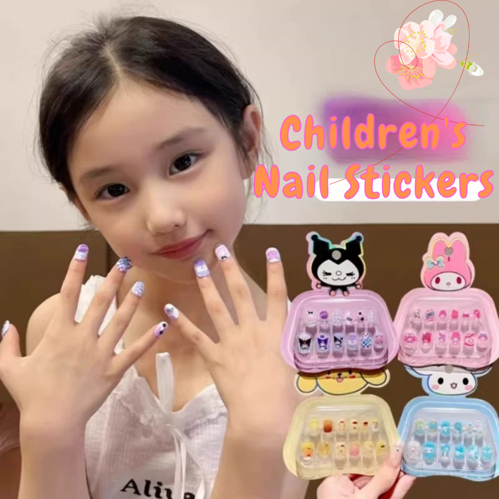 สติ๊กเกอร์ติดเล็บลายการ์ตูนสําหรับเด็กผู้หญิงสาวน่ารักมือปลอดภัยปลอดสารพิษสติ๊กเกอร์ติดเล็บสวมใส่ได้เพ้นท์เล็บ