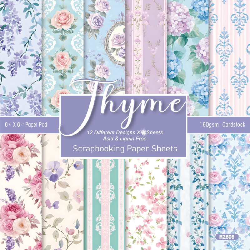 กระดาษแพ็ค 6"x6" Patina /vintage/ damask/ดอกไม้ 12 รูปที่ 7