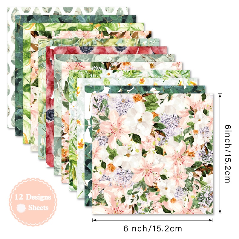 กระดาษแพ็ค 6"x6" Patina /vintage/ damask/ดอกไม้ 12 รูปที่ 3