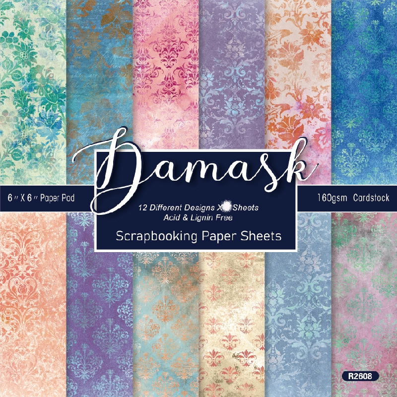 กระดาษแพ็ค 6"x6" Patina /vintage/ damask/ดอกไม้ 12 รูปที่ 6