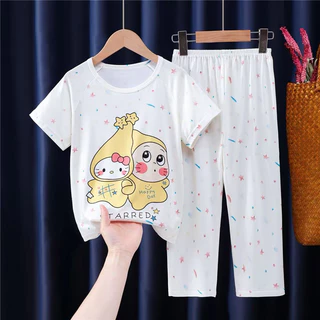 ราคาไม่แพงชุดนอนเด็กชายและเด็กหญิงแขนสั้นคอกลม Pom Purin Nightclothes เด็กโพลีเอสเตอร์ Homely Nightie สําหรับ 7 - 8 ปี