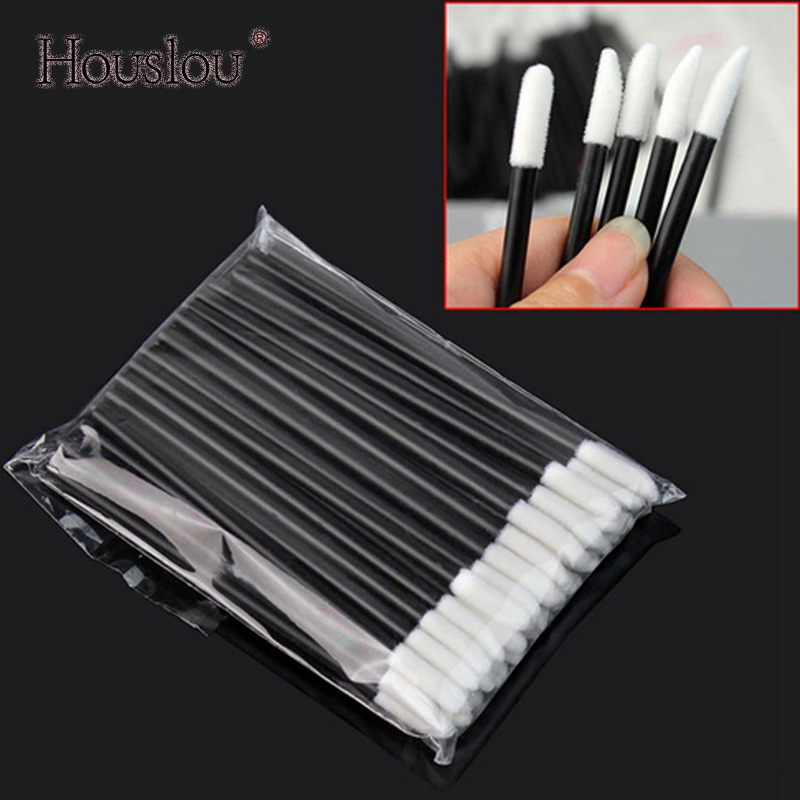 Housslou 50 ชิ้นแปรงลิปแบบใช้แล้วทิ้ง Hollow Rod Lip Brush (50 ชิ้น)