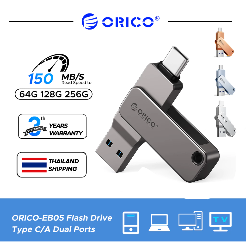 ORICO 2-in-1 USB 3.2 Type-c แฟลชไดรฟ์ 256GB 128GB 64GB Pendrive สําหรับสมาร์ทโฟนแล็ปท็อป (EB05)
