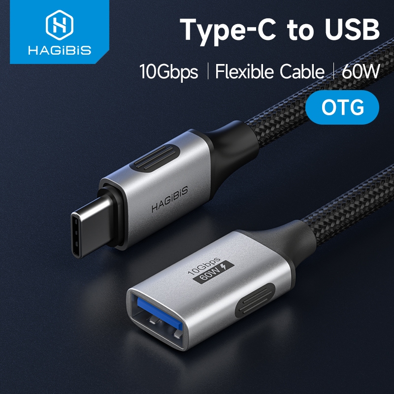 Hagibis สาย USB-C ถึง USB Type-C ชาย-หญิง OTG อะแดปเตอร์ 10Gbps สําหรับ iPhone 17/16/15 Pro, iPad, แฟลชไดรฟ์ USB, เมาส์