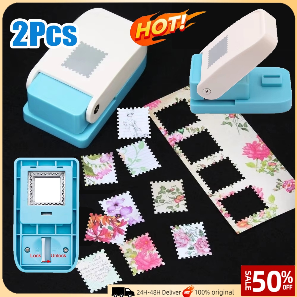 2 ชิ้นแสตมป์ไปรษณีย์ Embosser Square Toothed Edge Punch สําหรับการ์ด,สมุดภาพและวารสาร ราคา ถูกที่สุด ดีลบีเคเค