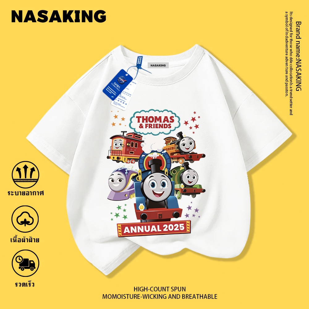 NASA เสื้อยืดเด็กแขนสั้น ผ้าฝ้าย 100% Toy Story ลายการ์ตูน เสื้อยืดเด็กผู้ชาย เหมาะสำหรับเด็กอายุ 1-12 ปี