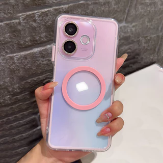 เคส OPPO A6 A5 Pro A6S A6X 5G เคส OPPO A6C A6t Pro A6 A3X A6t เคสใสกันกระแทกแม่เหล็ก เคสเจลเกราะ 2 in 1 เคสใสหนาป้องกันการตก