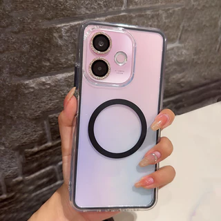 เคส OPPO A6 A5 Pro A6S A6X 5G เคส OPPO A6C A6t Pro A6 A3X A6t เคสใสกันกระแทกแม่เหล็ก เคสเจลเกราะ 2 in 1 เคสใสหนาป้องกันการตก