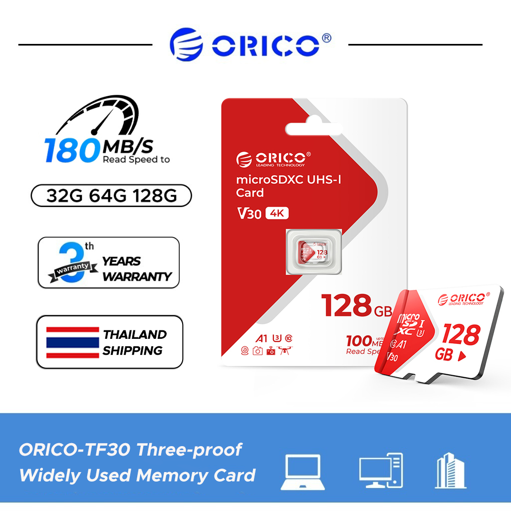ORICO Micro SD Card Class 10 การ์ดหน่วยความจํา 180MB/S ความเร็วสูง 32GB 64GB 128GB (TF30)