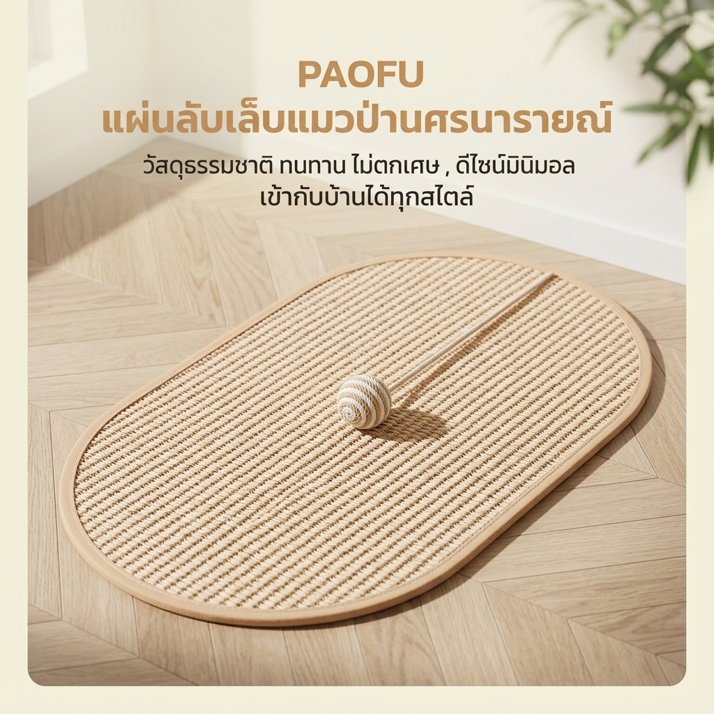 กระดานลับเล็บแมว ทำจากป่านศรนารายณ์ธรรมชาติ ทนทาน ไม่ทำให้เจ็บ ป้องกันขัดข่วนเฟอร์นิเจอร์