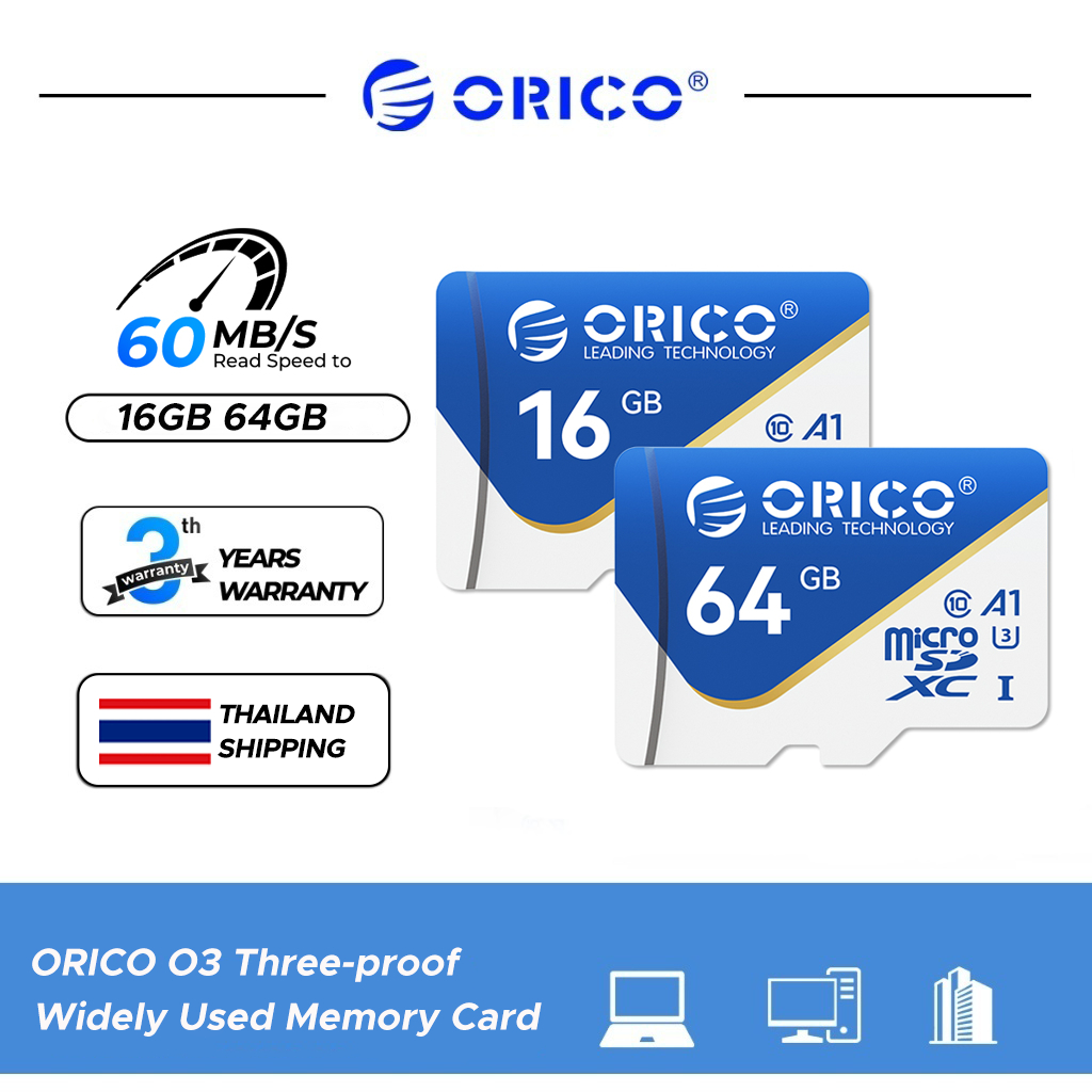 ORICO microSD UHS-I Card พร้อมอะแดปเตอร์ 32GB/ 64GB การ์ดหน่วยความจําสําหรับสมาร์ทโฟน/แท็บเล็ต/กล้อง (O3)