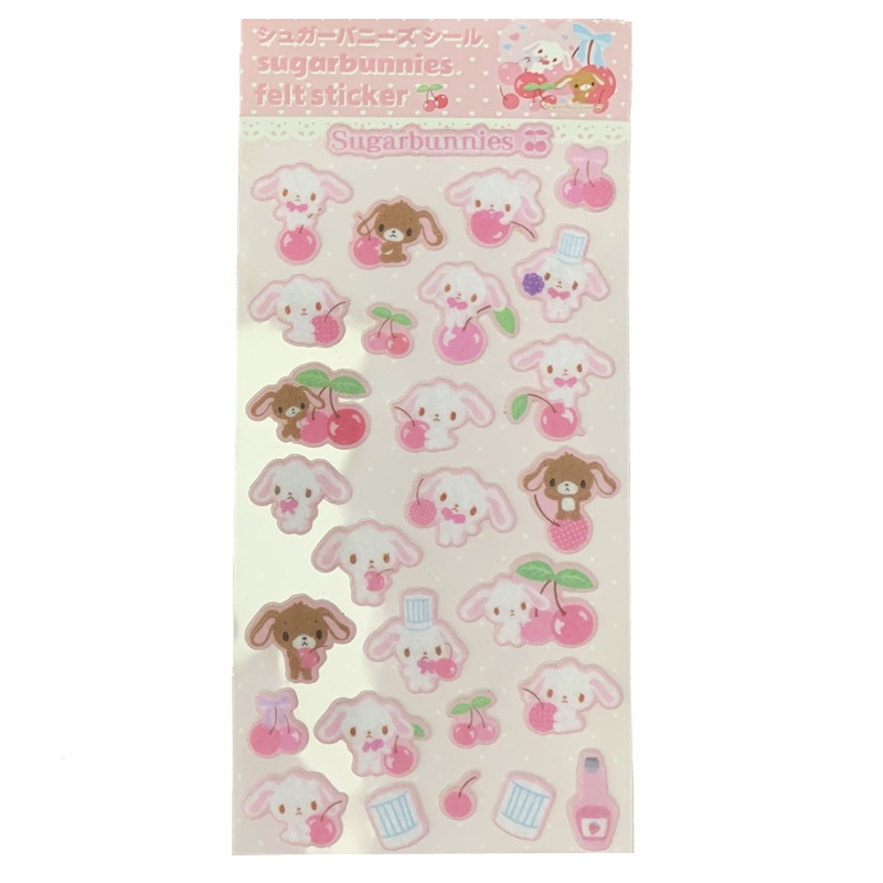 น่ารัก Sugarbunnies สติกเกอร์แผ่นอะนิเมะกระต่าย Cherry Kawaii สติกเกอร์แล็ปท็อปโน้ตบุ๊ค Felt สติกเกอร์หนังสือตกแต่ง