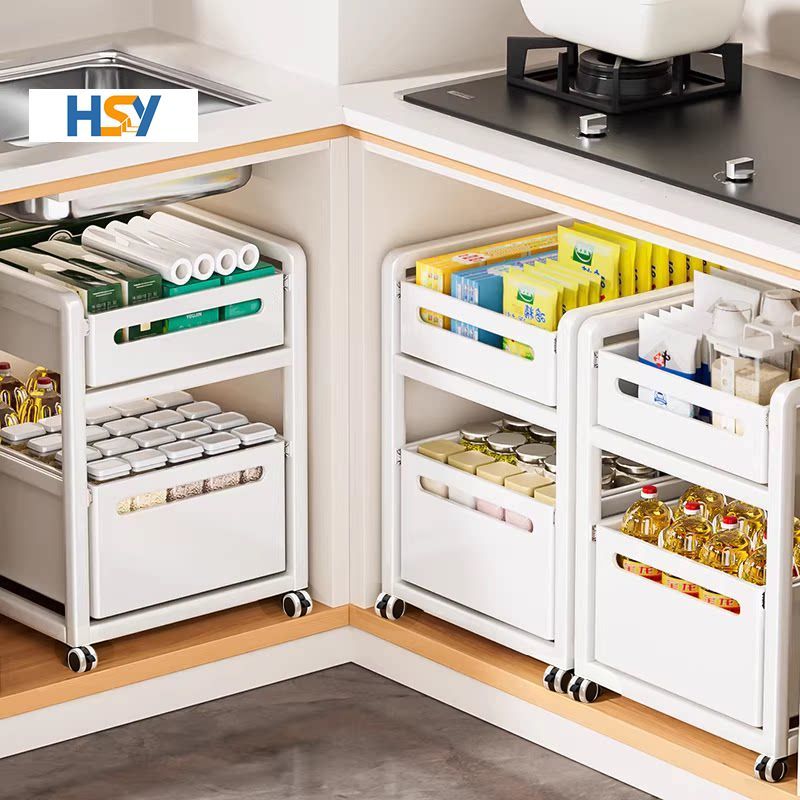 HSY 2/3 ชั้น Rolling Storage Cart พร้อมล้อล็อคและลิ้นชักสําหรับองค์กรบ้าน
