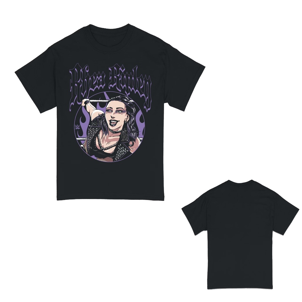 เสื้อยืดอนิเมะ Wwe Mens Black Rhea Ripley