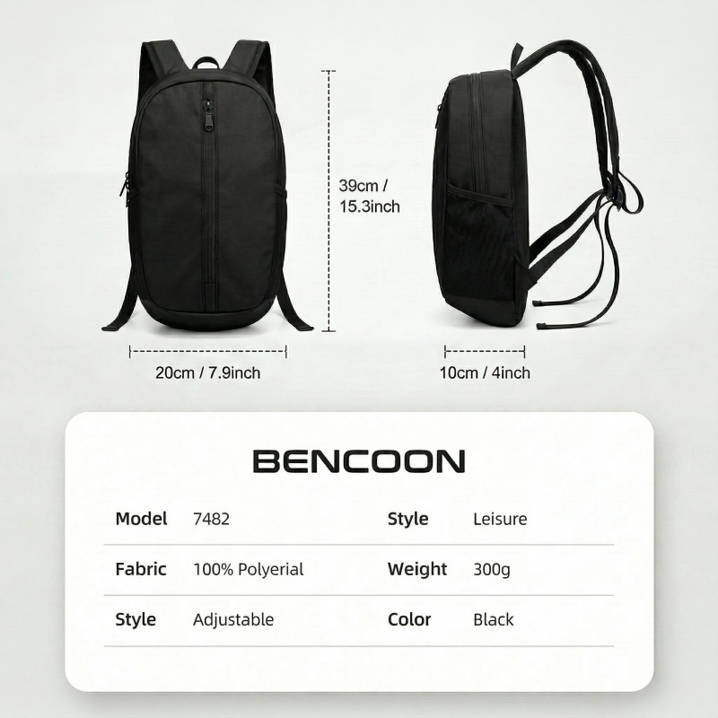 BENCOON กระเป๋าเป้สะพายหลังผู้ชายกีฬาลําลองขนาดเล็กน้ําหนั รูปที่ 6