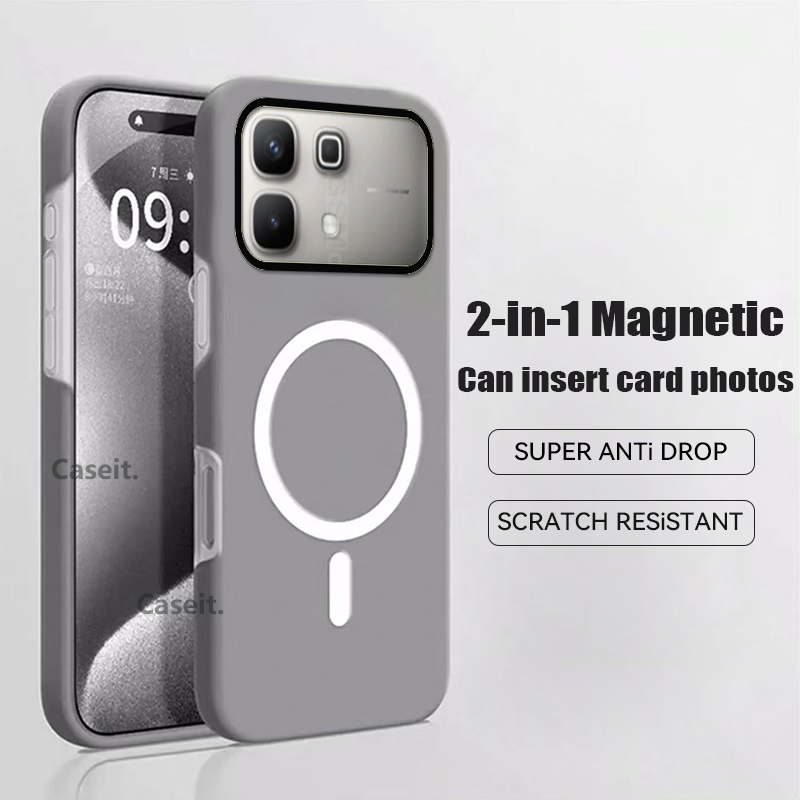 สําหรับ infinix Note Edge , Note 60 Pro Note60 5G เคสโทรศัพท์ Magnetic Matte Candy สีใส่การ์ดรูปถ่าย 2in1 กรณี